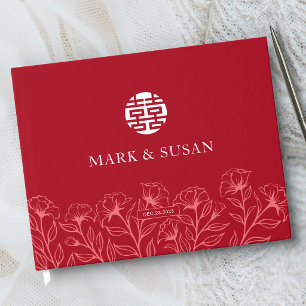 Elegant Floral Traditional Chinese Wedding (RED) Guest Book