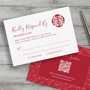 Elegant Floral Traditional Chinese Wedding RSVP
