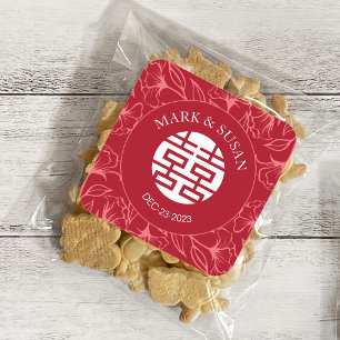 Elegant Floral Traditional Chinese Wedding Sticker
