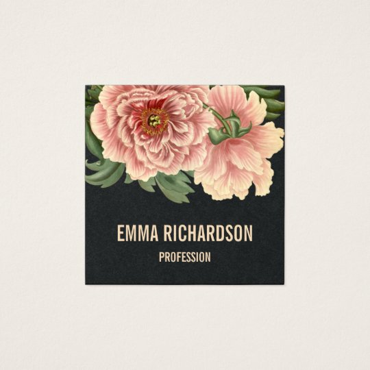 Elegant floral trendy pink peony business cards