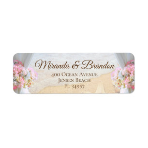 Elegant Floral Tropical Beach Wedding Address Return Address Label