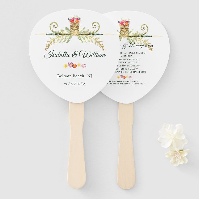 Elegant Floral Tropical Summer Wedding Details Hand Fan (Front and Back)