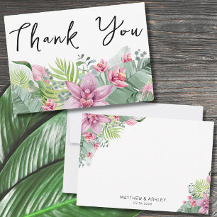 Elegant Floral Tropical Wedding Thank You Card