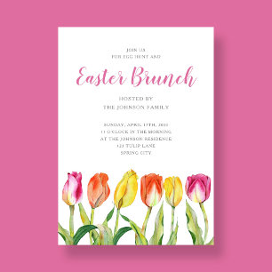 Elegant Floral Tulip Easter Brunch   Invitation
