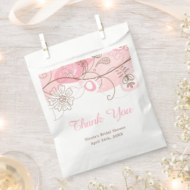 Elegant Floral Twist Bridal Shower in Pink Favour Bag (Clipped)