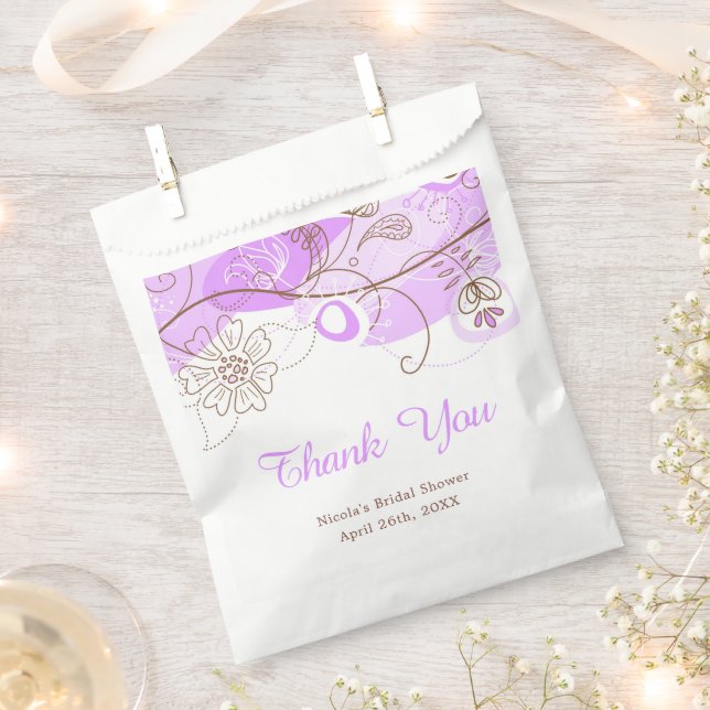 Elegant Floral Twist Bridal Shower in Purple Favour Bag (Clipped)