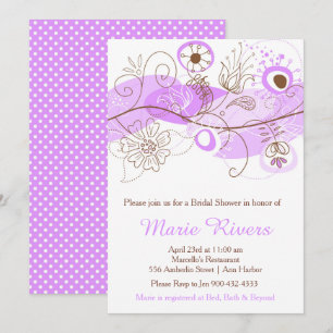 Elegant Floral Twist Bridal Shower in Purple Invitation