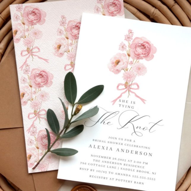 Elegant Floral Tying the knot Bridal Shower Invitation (Creator Uploaded)