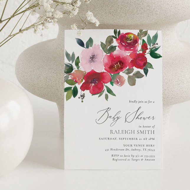 Elegant Floral Valentines Baby Shower Invitation (Creator Uploaded)
