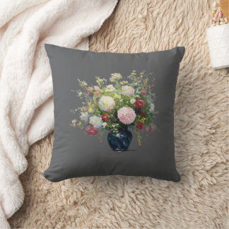 Elegant Floral Vase Throw Pillow Vintage Botanical