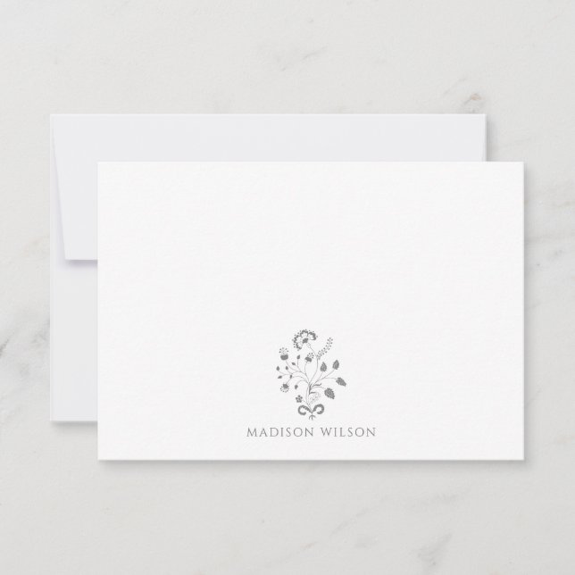 Elegant Floral Vine Monogram Card (Front)