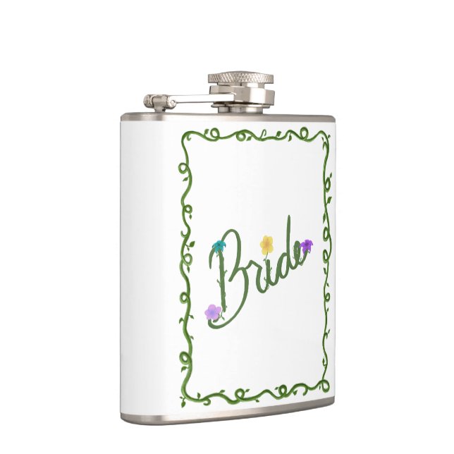 Elegant Floral Vines Bride  Hip Flask (Right)