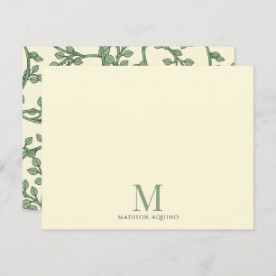 Elegant Floral Vines Monogrammed Card