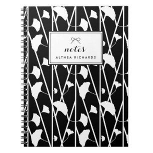 Elegant Floral Vines Pattern   White Personalised Notebook