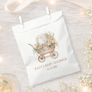 Elegant Floral Vintage Baby Carriage Baby Shower Favour Bag