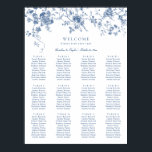 Elegant Floral Vintage Blue Wedding Seating Chart<br><div class="desc">Elegant Floral Vintage Blue Wedding Seating Chart. Navy Blue Floral Wedding Welcome Seating Sign. Vintage Victorian Botanical Floral Ornament Wedding Seating Plan Poster</div>