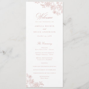 Elegant Floral Vintage Blush Pink Wedding Program