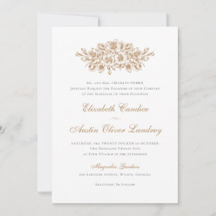 Elegant Floral Vintage Botanical Classic Wedding Invitation