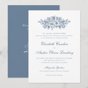 Elegant Floral Vintage Botanical Classic Wedding Invitation