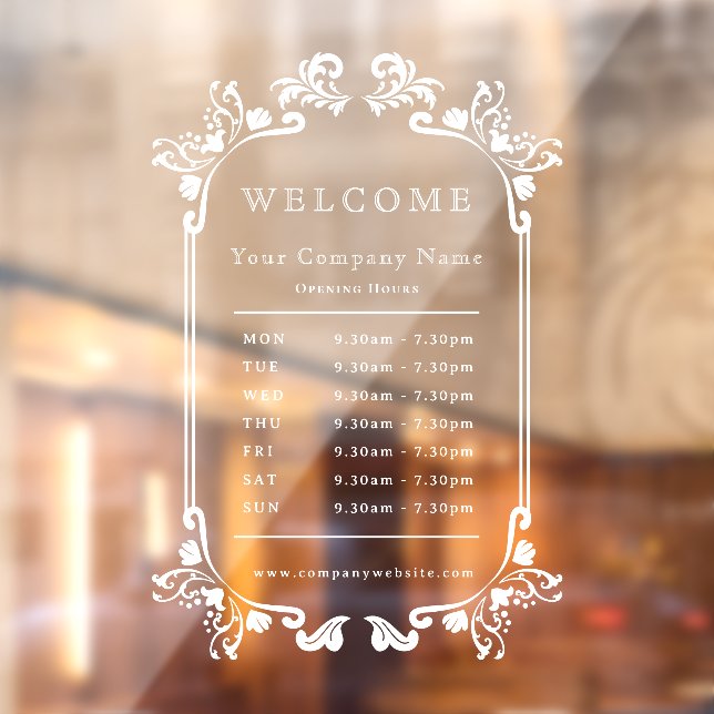 Elegant Floral Vintage Business Opening Hours (Sheet 2)