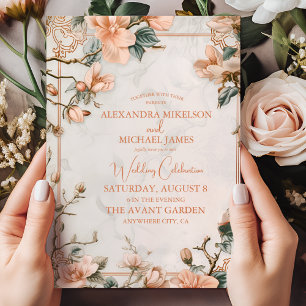 Elegant Floral Vintage Ornament Frame Wedding Invitation