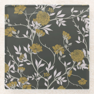 Elegant floral: vintage pattern design. glass coaster