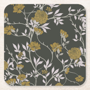 Elegant floral: vintage pattern design. square paper coaster