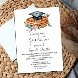 Elegant Floral Waffle Graduation Invitation