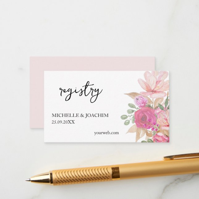 Elegant Floral Watercolor Art Enclosure Card (Front/Back In Situ)