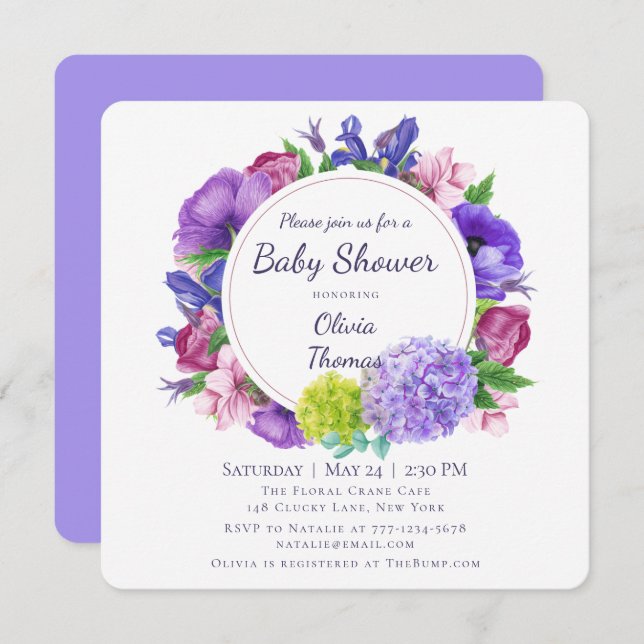 Elegant Floral | Watercolor Baby Shower Invitation (Front/Back)