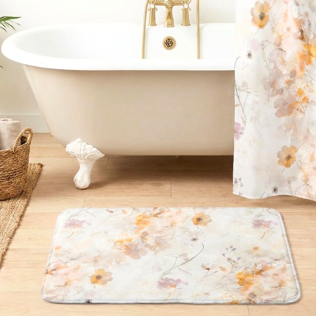 Elegant Floral Watercolor Bath Mat (Creator Uploaded)