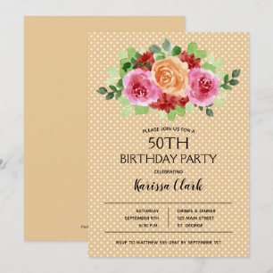 Elegant Floral Watercolor Birthday Invitations