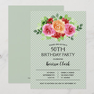 Elegant Floral Watercolor Birthday Invitations