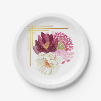 Elegant Floral Watercolor Birthday Party Plate