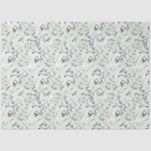 Elegant Floral Watercolor Blue Tissue Paper