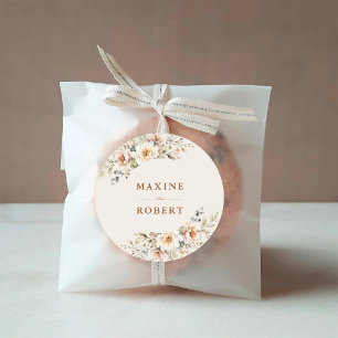 Elegant Floral Watercolor Botanical Wedding Classic Round Sticker