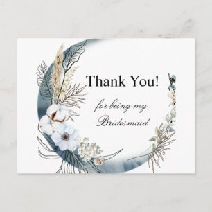 Elegant floral watercolor Bridesmaid thankyou card