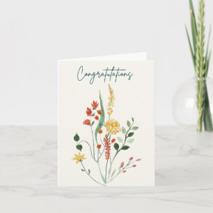 Elegant Floral Watercolor Congratulations Wedding  Card