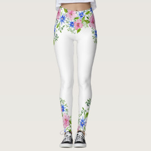 Elegant floral watercolor decoration pattern leggings