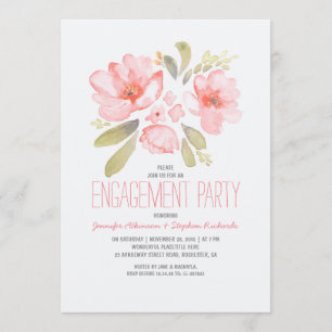 Elegant Floral Watercolor Engagement Party Invitation