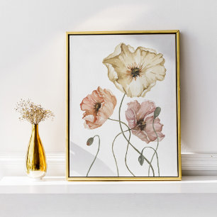 Elegant Floral Watercolor Icelandic Poppies Poster