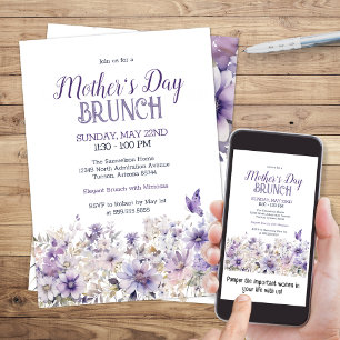 Elegant Floral Watercolor Mother's Day Brunch Invitation