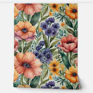 Elegant Floral Watercolor Pattern Wallpaper