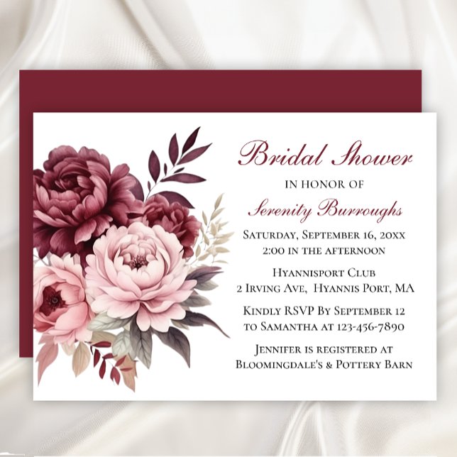 Elegant Floral Watercolor Peonies Bridal Shower  Invitation (Creator Uploaded)