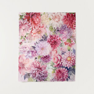 Elegant Floral Watercolor Photo Backdrop Tapestry