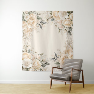 Elegant Floral Watercolor Photo Backdrop  Tapestry