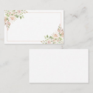 Elegant Floral Watercolor Pink Rose Wedding Escort Place Card