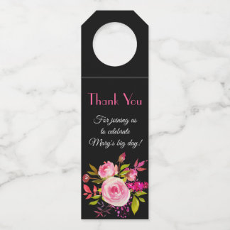 Elegant Floral Watercolor Thank You For Joining Us Bottle Tag