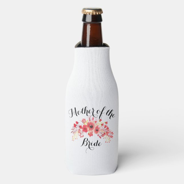 Elegant Floral Watercolor Wedding Bottle Cooler (Bottle Front)