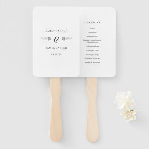 Elegant Floral Watercolor Wedding Ceremony Program Hand Fan